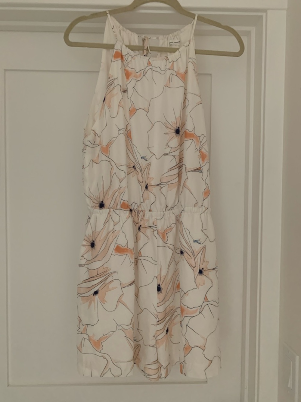 Club Monaco, Floral Halter Romper in White and Peach.